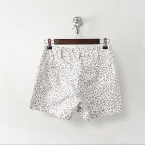 Darjoni Spring Summer Casual Chic Leopard Cheetah Print‎ Sateen Shorts White